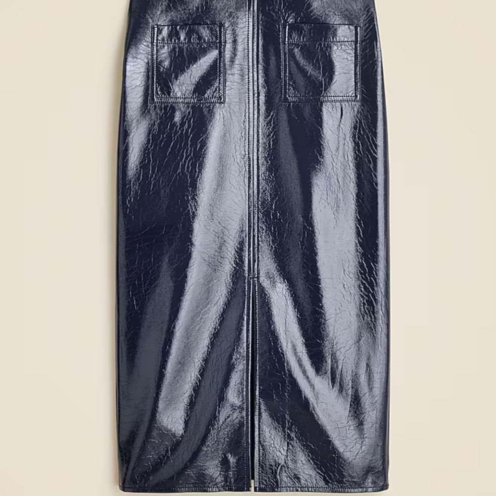 BRAND NEW J.Crew Patch-pocket No.3 Pencil skirt in textured faux patent leather